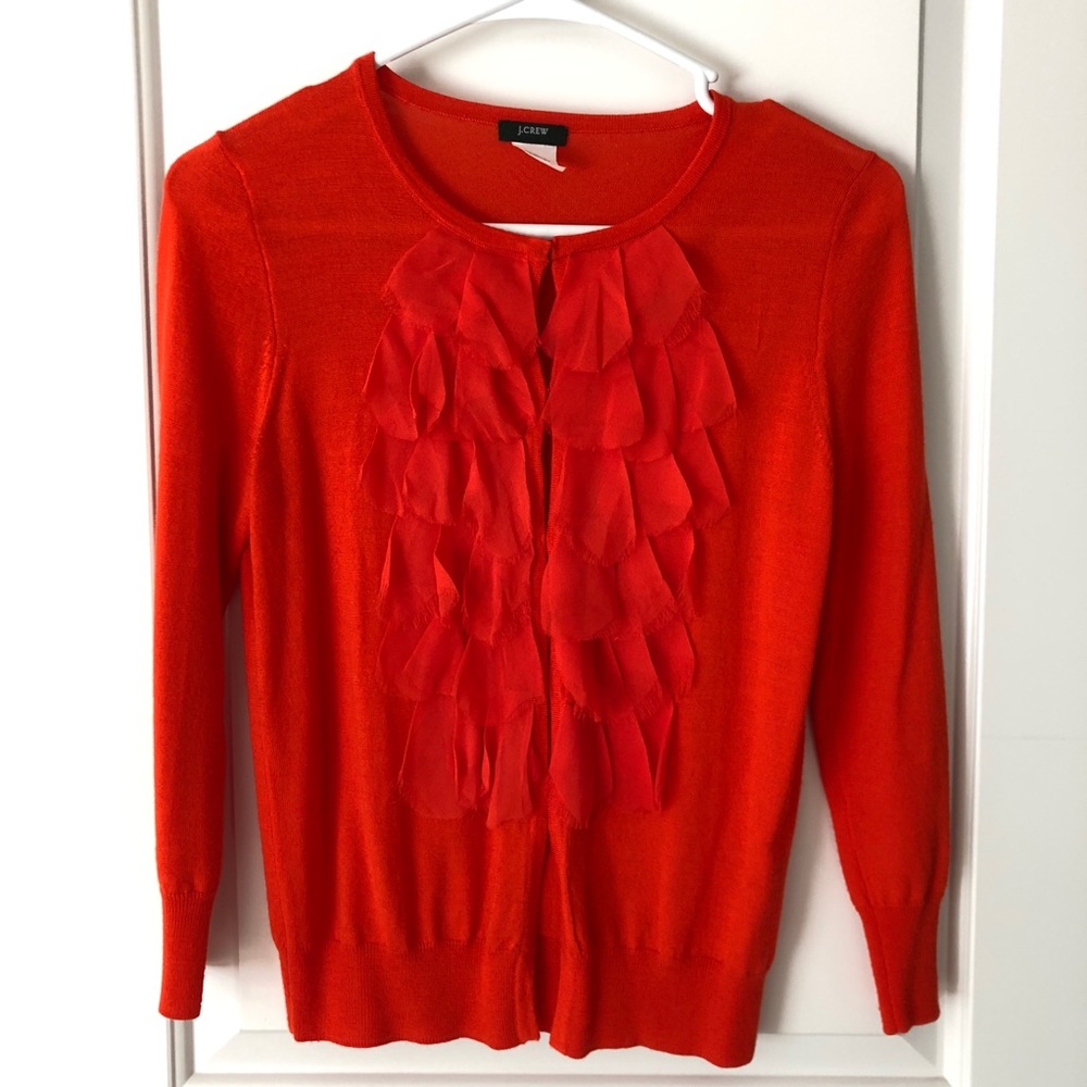 J. Crew 100% Merino Wool Cardigan Coral Red